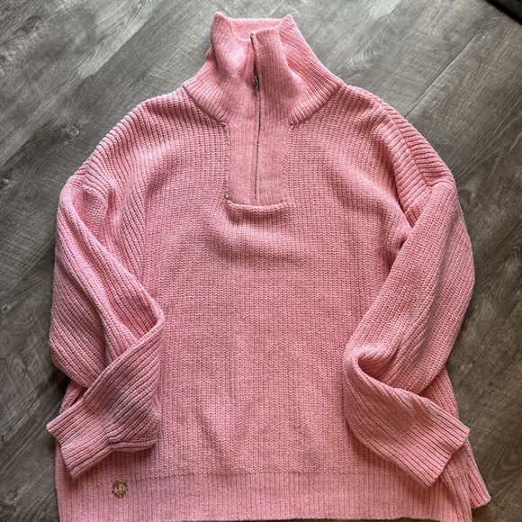 Simply Southern Quarter Zip Sweater Pullover ~ Candy Pink Size XL - Picture 2 of 9